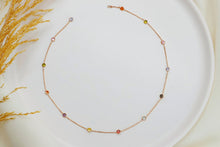 Load image into Gallery viewer, Dainty Rainbow Crystal Gemstone Necklace in 925 Sterling Silver, Gold, and Rose