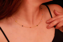 Load image into Gallery viewer, Dainty Rainbow Crystal Gemstone Necklace in 925 Sterling Silver, Gold, and Rose