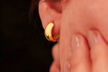 Load image into Gallery viewer, Gold &amp; Glam 18K Gold Chunky Hoop Earrings - Bold Dome Design with 925 Sterling Silver Base