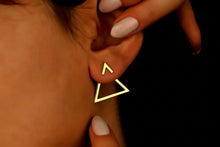 Load image into Gallery viewer, Gleam &amp; Glow Gold Triangle Ear Jackets - Dainty Handmade Earrings, Perfect Gift for Her