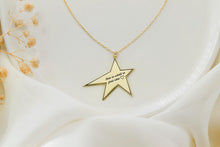Load image into Gallery viewer, Starstruck Jewelry Personalized Star Charm Necklace - Custom Handwriting Engraving, 14K Gold Filled Gift for Her