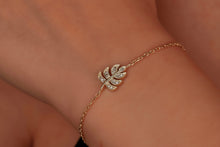 Load image into Gallery viewer, Monstera Magic Bracelet - Dainty Tropical Leaf with Sparkling CZ Stone