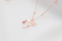 Load image into Gallery viewer, SilverGoldandRose Hummingbird Birthstone Necklace • Gold Bird Jewelry with Beaded Chain for Good Luck &amp; Love