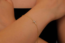 Load image into Gallery viewer, Gleam &amp; Grace Gold Cross Bracelet with Diamond - Dainty Gift for Women