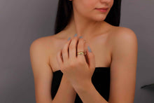Load image into Gallery viewer, Bold &amp; Chic Croissant Ring Set - 2 Twisted Bands &amp; Statement Dome Ring, Elevate Your Style!
