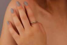 Load image into Gallery viewer, Twisted Rose Gold Diamond Ring Set - Sparkling Pave Design for Stunning Stacking