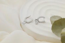 Load image into Gallery viewer, SilverGoldandRose Diamond Baguette Hoops - Dainty Charm Earrings for Bridesmaids