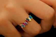 Load image into Gallery viewer, Dainty Baguette Ring with Multicolor Gemstones in 925 Sterling Silver