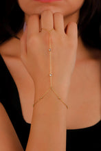 Load image into Gallery viewer, Glamour Gold Beaded Hand Chain Bracelet with Dazzling CZ Stone