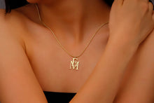 Load image into Gallery viewer, Personalized Interlocking Initials Necklace - Custom 14K Gold Double Letters