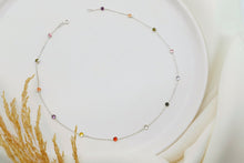 Load image into Gallery viewer, Dainty Rainbow Crystal Gemstone Necklace in 925 Sterling Silver, Gold, and Rose