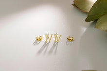 Load image into Gallery viewer, Roman Numeral Personalized Minimalist Earrings | Sterling Silver &amp; Gold Dainty Studs for Unique Gifts