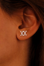 Load image into Gallery viewer, Roman Numeral Personalized Minimalist Earrings | Sterling Silver &amp; Gold Dainty Studs for Unique Gifts