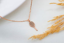 Load image into Gallery viewer, 925 Sterling Silver Dazzling Tennis Racket Necklace - Dainty Gold Pendant for Tennis Lovers, Unique Sports Jewelry Gift