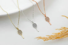 Load image into Gallery viewer, 925 Sterling Silver Dazzling Tennis Racket Necklace - Dainty Gold Pendant for Tennis Lovers, Unique Sports Jewelry Gift
