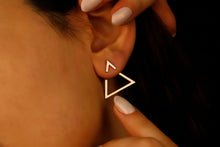 Load image into Gallery viewer, Gleam &amp; Glow Gold Triangle Ear Jackets - Dainty Handmade Earrings, Perfect Gift for Her
