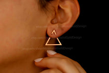 Load image into Gallery viewer, Gleam &amp; Glow Gold Triangle Ear Jackets - Dainty Handmade Earrings, Perfect Gift for Her