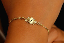 Load image into Gallery viewer, Personalized Vintage Letter Bracelet | 925 Sterling Silver | Birth Flower &amp; Monogram Gift