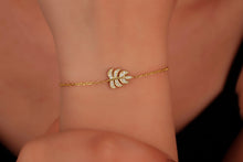 Load image into Gallery viewer, Monstera Magic Bracelet - Dainty Tropical Leaf with Sparkling CZ Stone