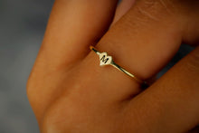 Load image into Gallery viewer, Tiny Heart Initial Ring | 10K Solid Gold &amp; Sterling Silver | Custom Personalized Jewelry