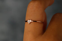 Load image into Gallery viewer, Tiny Heart Initial Ring | 10K Solid Gold &amp; Sterling Silver | Custom Personalized Jewelry