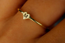 Load image into Gallery viewer, Tiny Heart Initial Ring | 10K Solid Gold &amp; Sterling Silver | Custom Personalized Jewelry