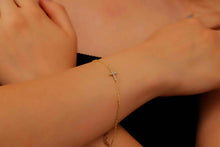 Load image into Gallery viewer, Gleam &amp; Grace Gold Cross Bracelet with Diamond - Dainty Gift for Women