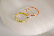 Load image into Gallery viewer, Bold &amp; Chic Croissant Ring Set - 2 Twisted Bands &amp; Statement Dome Ring, Elevate Your Style!