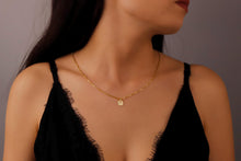 Load image into Gallery viewer, Elegant Essence Monogram Necklace with Box Chain | Dainty Sterling Silver Initials | Personalized Gold Letter Jewelry