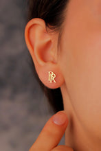 Load image into Gallery viewer, Silver and Co. Intertwined Initial Stud Earrings - Personalized Monogram Jewelry for a Unique Touch