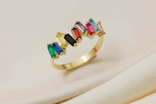 Load image into Gallery viewer, Dainty Baguette Ring with Multicolor Gemstones in 925 Sterling Silver