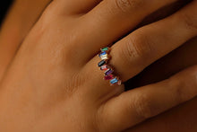 Load image into Gallery viewer, Dainty Baguette Ring with Multicolor Gemstones in 925 Sterling Silver