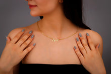 Load image into Gallery viewer, Sparkling Gold &amp; Silver Name Necklace - Personalized Dainty Layered Design with Link Chain