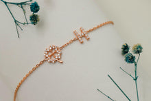 Load image into Gallery viewer, CZ Initial Bracelet with Clover Charm in 925 Sterling Silver