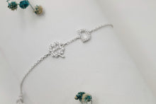 Load image into Gallery viewer, CZ Initial Bracelet with Clover Charm in 925 Sterling Silver