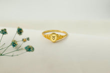 Load image into Gallery viewer, Celestial Charm Zodiac Ring - Engraved 925 Sterling Silver Horoscope Jewelry