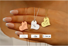 Load image into Gallery viewer, Personalized  Heartfelt Handwriting Engraved Pendant Necklace in 925 Sterling Silver