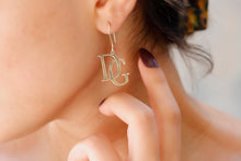 Load image into Gallery viewer, SilverGoldandRose Initial Dangle Earrings - Personalized Monogram Design for Unique Style