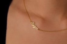 Load image into Gallery viewer, Personalized Sideways Birth Flower Necklace in 925 Sterling Silver
