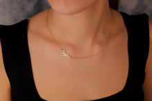 Load image into Gallery viewer, Personalized Sideways Birth Flower Necklace in 925 Sterling Silver