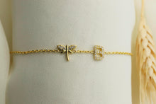 Load image into Gallery viewer, Dragonfly Designs with Initial Bracelet