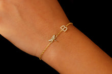 Load image into Gallery viewer, Dragonfly Designs with Initial Bracelet