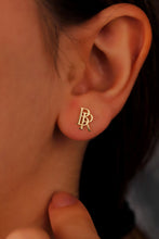 Load image into Gallery viewer, Silver and Co. Intertwined Initial Stud Earrings - Personalized Monogram Jewelry for a Unique Touch