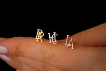 Load image into Gallery viewer, Silver and Co. Intertwined Initial Stud Earrings - Personalized Monogram Jewelry for a Unique Touch