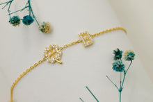 Load image into Gallery viewer, CZ Initial Bracelet with Clover Charm in 925 Sterling Silver