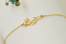 Load image into Gallery viewer, Personalized Sideways Birth Flower Necklace in 925 Sterling Silver