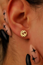 Load image into Gallery viewer, Custom Circle Monogram Earrings - Dazzling Sterling Silver Initials Studs