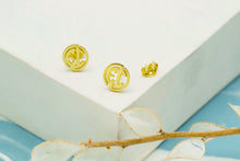 Load image into Gallery viewer, Custom Circle Monogram Earrings - Dazzling Sterling Silver Initials Studs