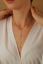 Load image into Gallery viewer, Lariat Y Necklace • Personalized Birthstone &amp; CZ Letter Jewelry