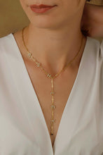 Load image into Gallery viewer, Lariat Y Necklace • Personalized Birthstone &amp; CZ Letter Jewelry